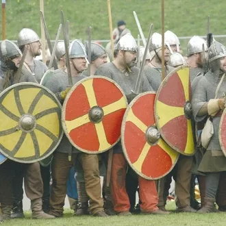 Viking battle reenactment at Jorvik Viking Centre